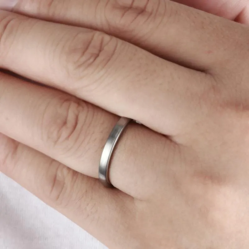 3mm Simple Classic Silver Tungsten Unisex Ring
