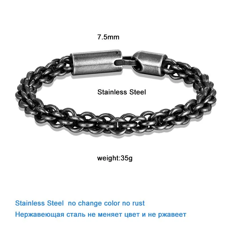 7.5mm Men Bracelet Vintage Chain