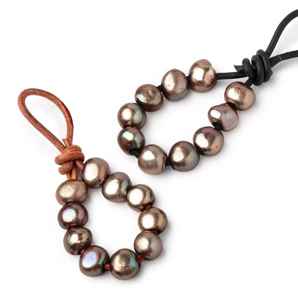 9x8mm Bronze Peacock Large Hole Baroque Pearls 10 pieces