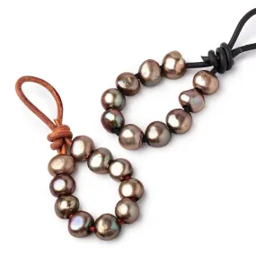 9x8mm Bronze Peacock Large Hole Baroque Pearls 10 pieces