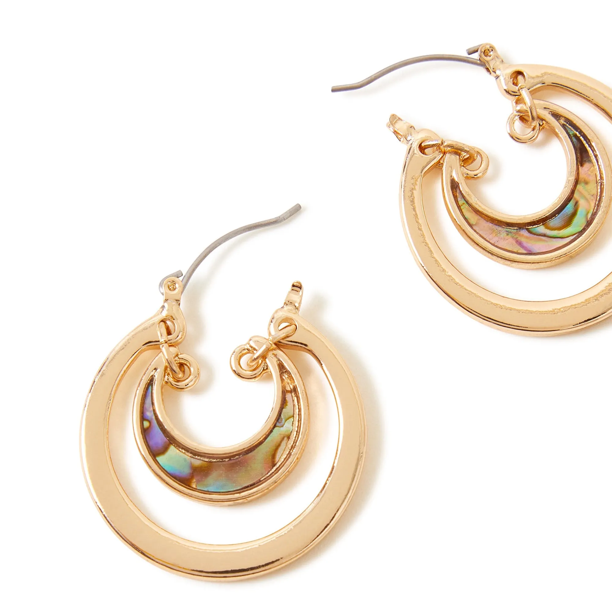 Accessorize London Women's Pearlised Layered Mother Of Pearl Hoop Earrings With Recycled Metal