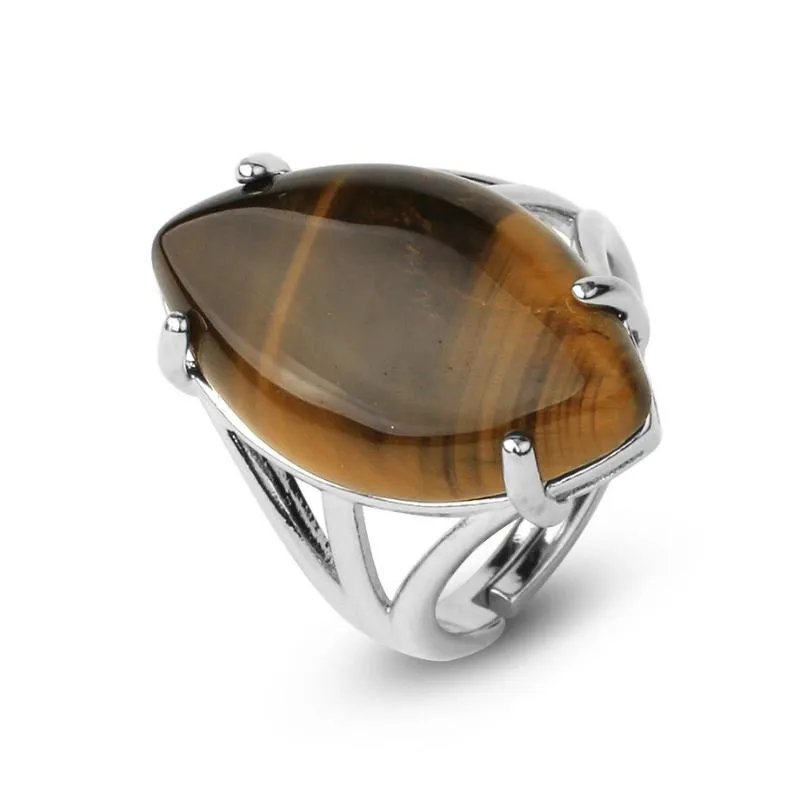 Adjustable Elegant Simple Earth Stone Rings