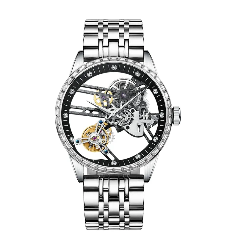 AESOP Hollow Diamond Tourbillon Watch Automatic Watches Special Hollow Mechanical Luxury Watches Steel Strap 2021