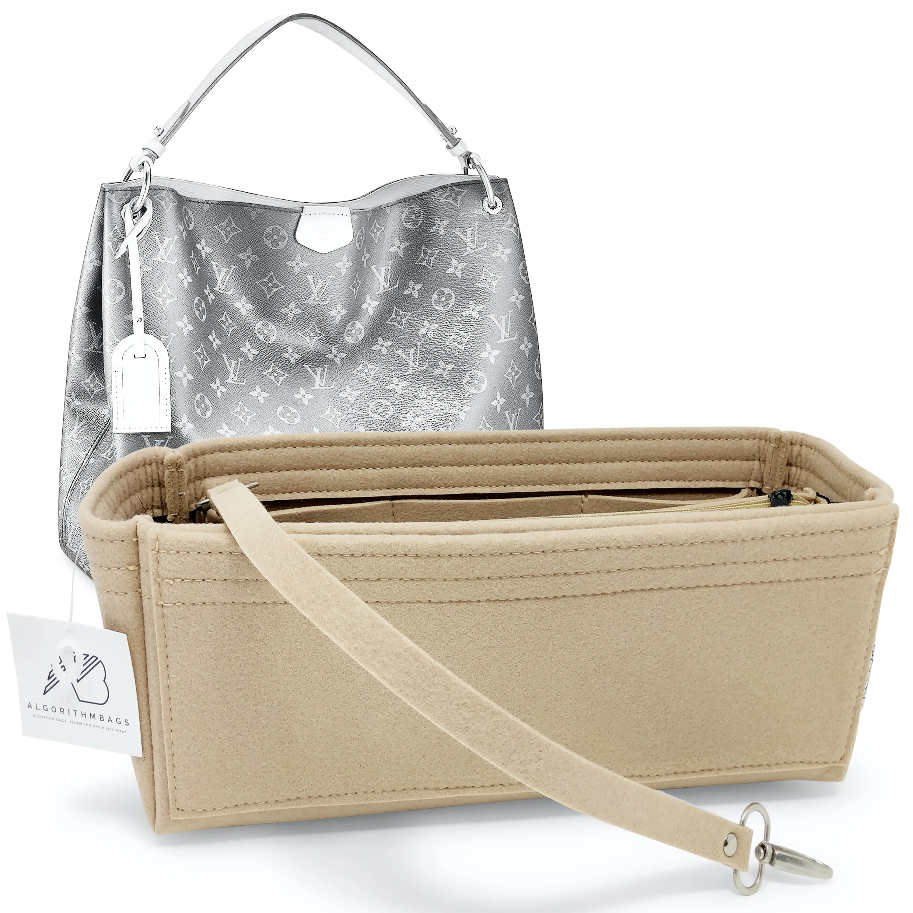 AlgorithmBags® for LV Graceful PM Purse Organizer, Tan Beige, 3mm Felt