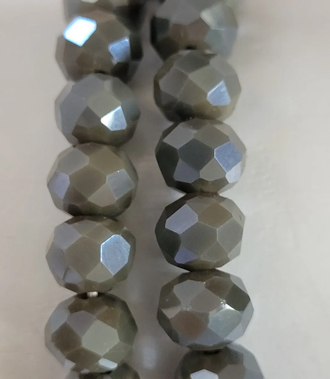 Army Green Rondelle Crystals Stretch Bracelet