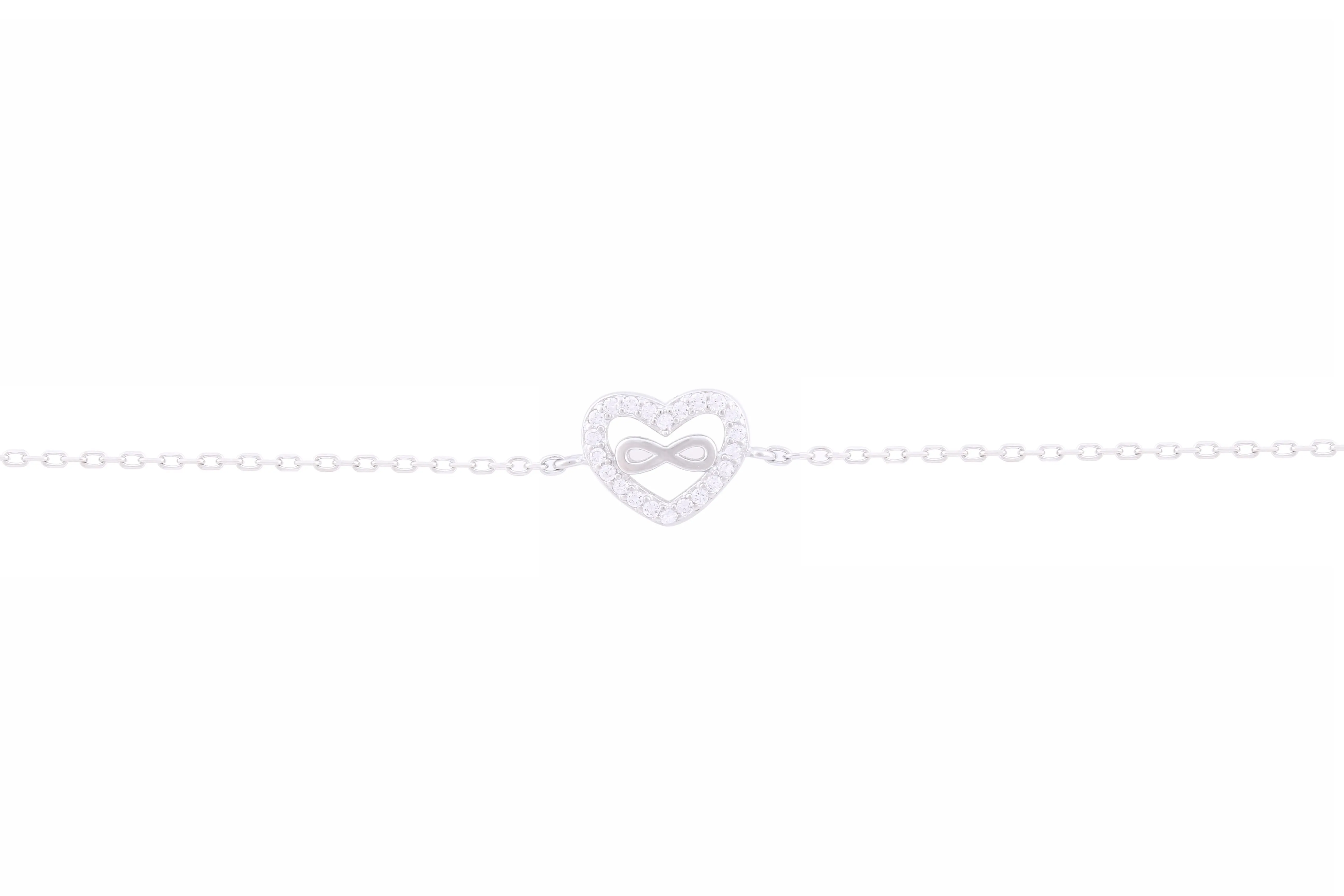 Asfour 925 Sterling Silver Infinity & Heart Bracelet BR0481