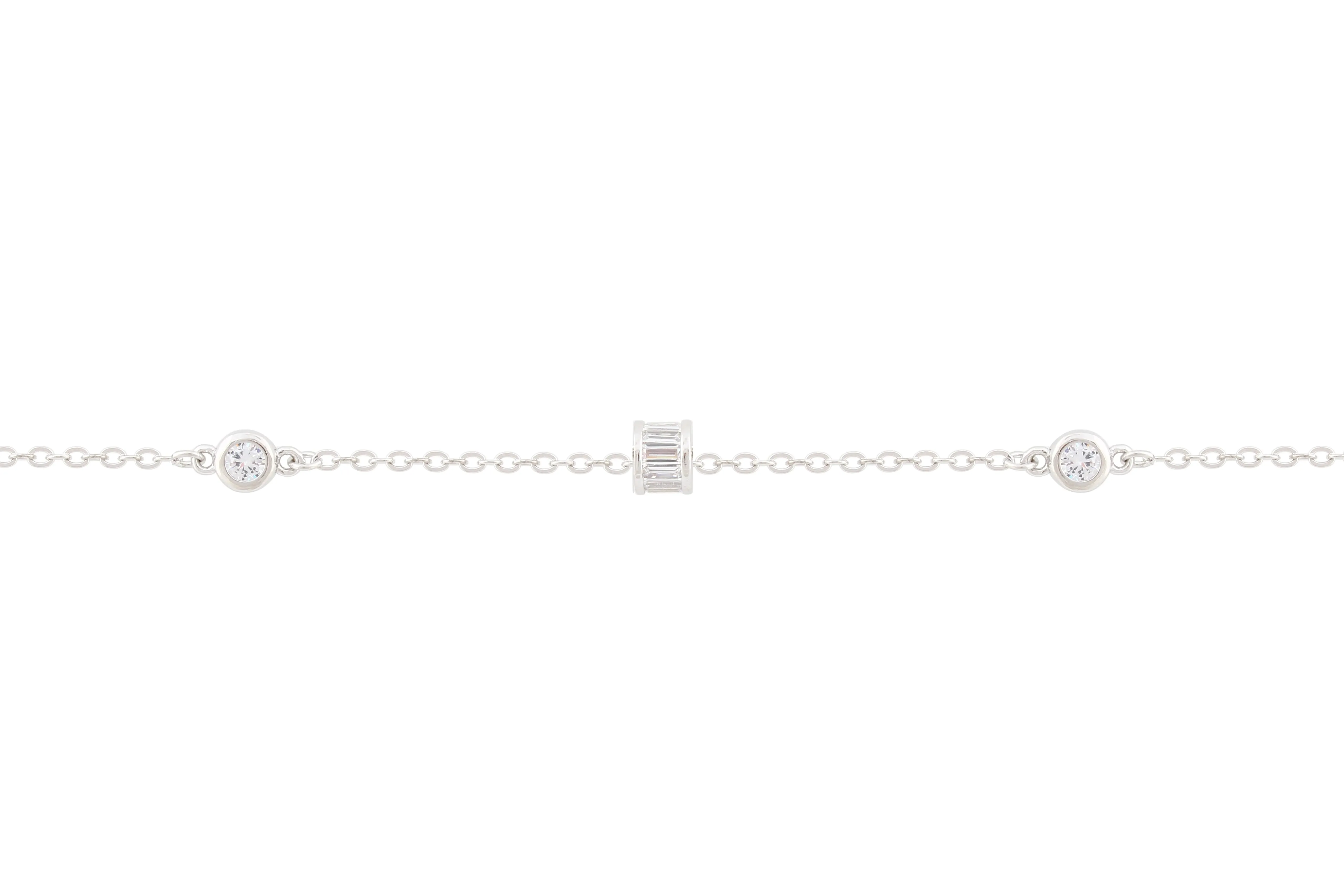 Asfour Chain Bracelet Inlaid With Zircon Stones In 925 Sterling Silver BR0506