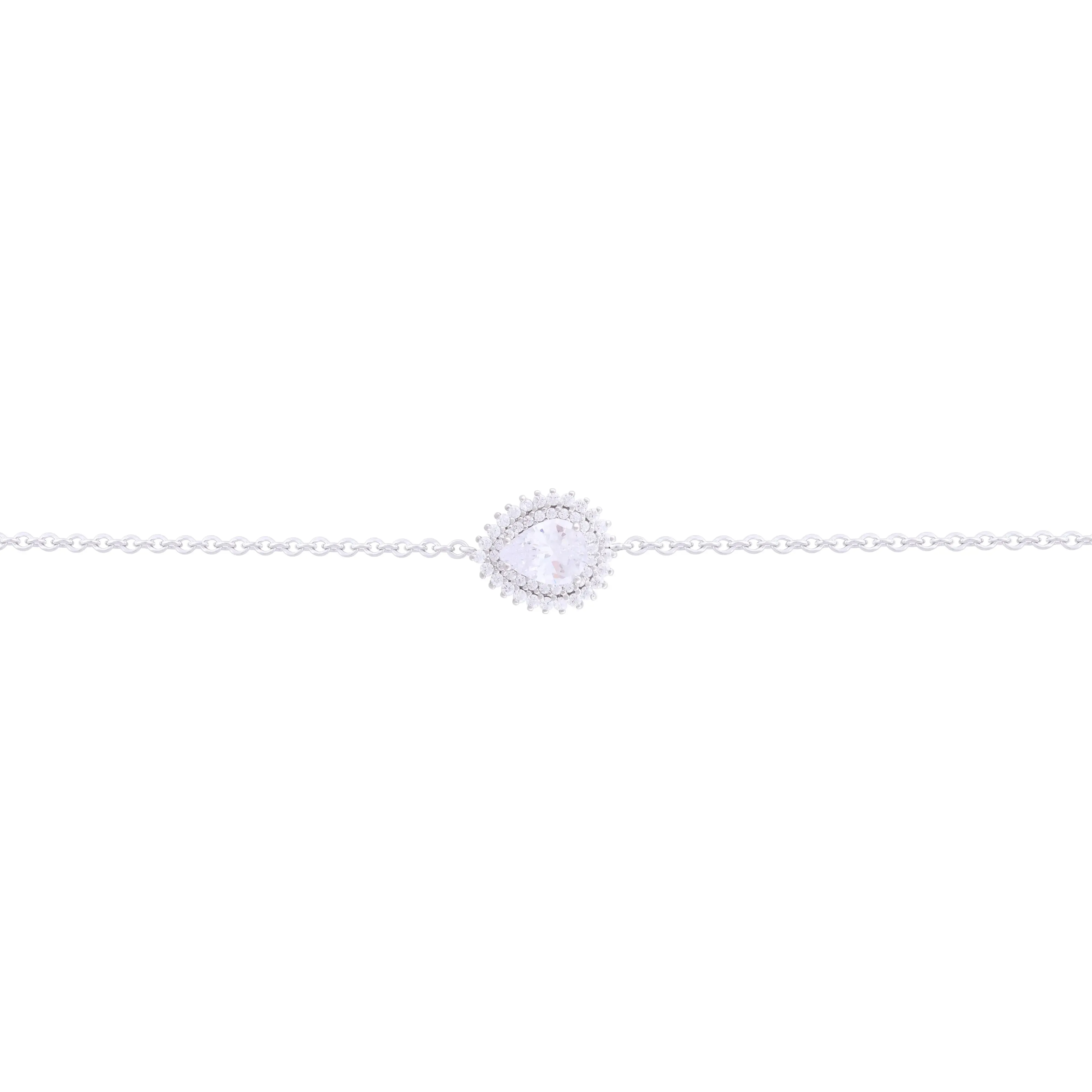 Asfour Chain Bracelet made of 925 sterling silver, with a pear Pendant, inlaid with a zircon Stone