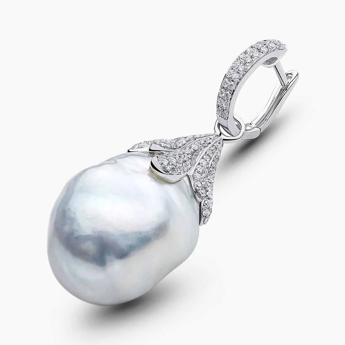 Baroque 18K Gold South Sea Pearl and Diamond Drop Earrings