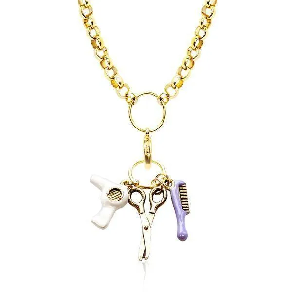 Beautician Charm Necklace in Gold