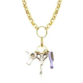 Beautician Charm Necklace in Gold