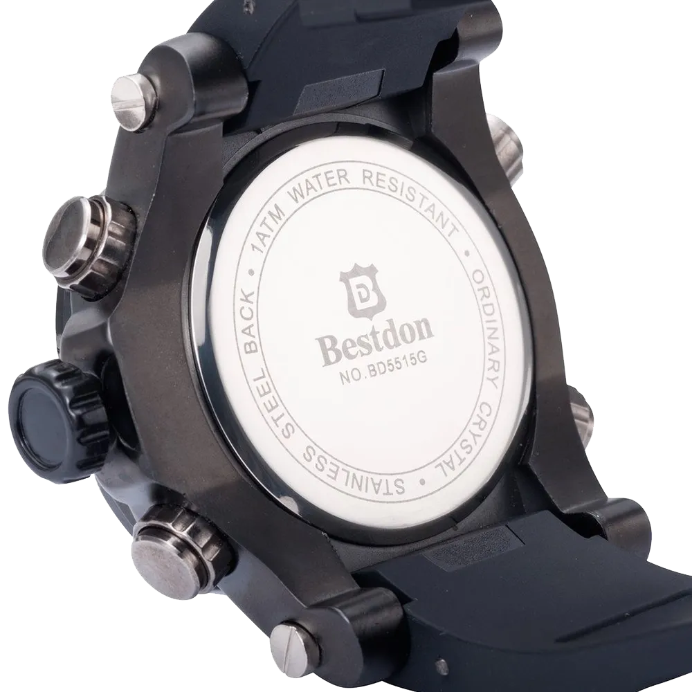 Bestdon Swiss Mens Sports Watches Quartz Analog Six Hands Black