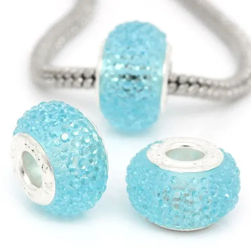 Blue Glitter Charm fits European Snake Chain Charm Bracelets