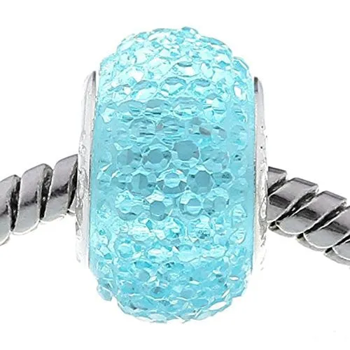 Blue Glitter Charm fits European Snake Chain Charm Bracelets