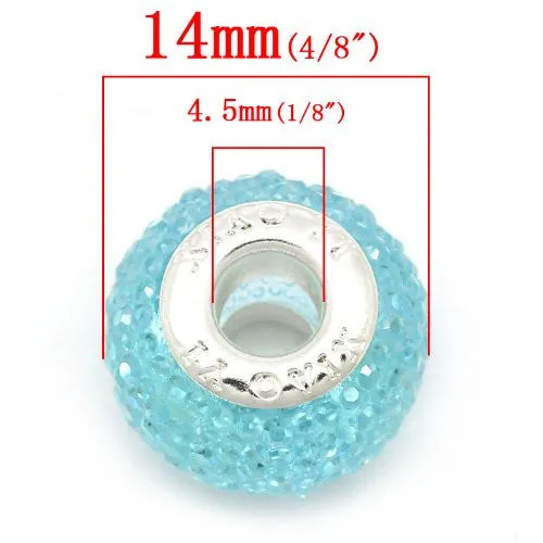 Blue Glitter Charm fits European Snake Chain Charm Bracelets