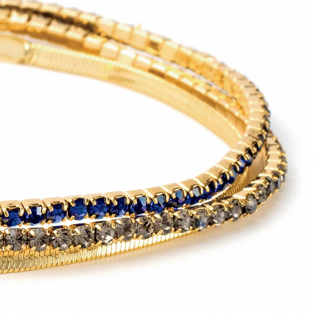 Blue/Gold Sparkle & Shine Rhinestone Bracelet Trio