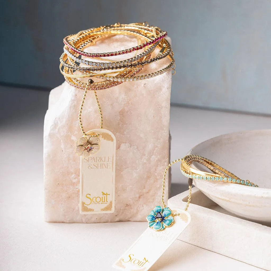 Blue/Gold Sparkle & Shine Rhinestone Bracelet Trio