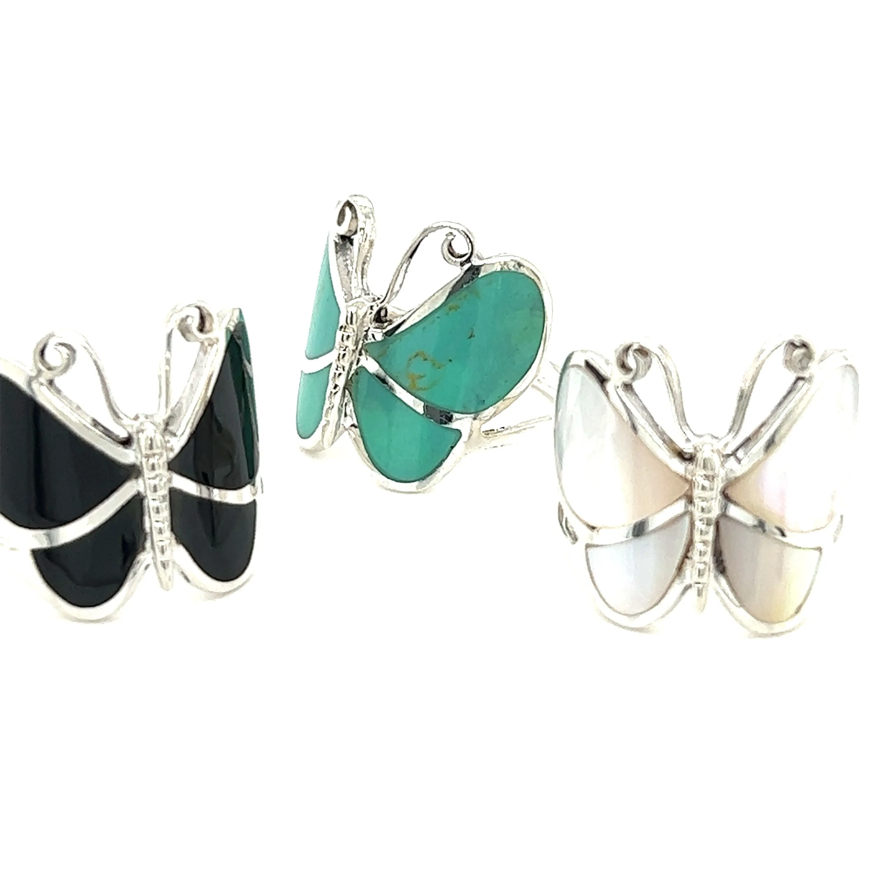 Bold Butterfly Ring with Inlaid Stones