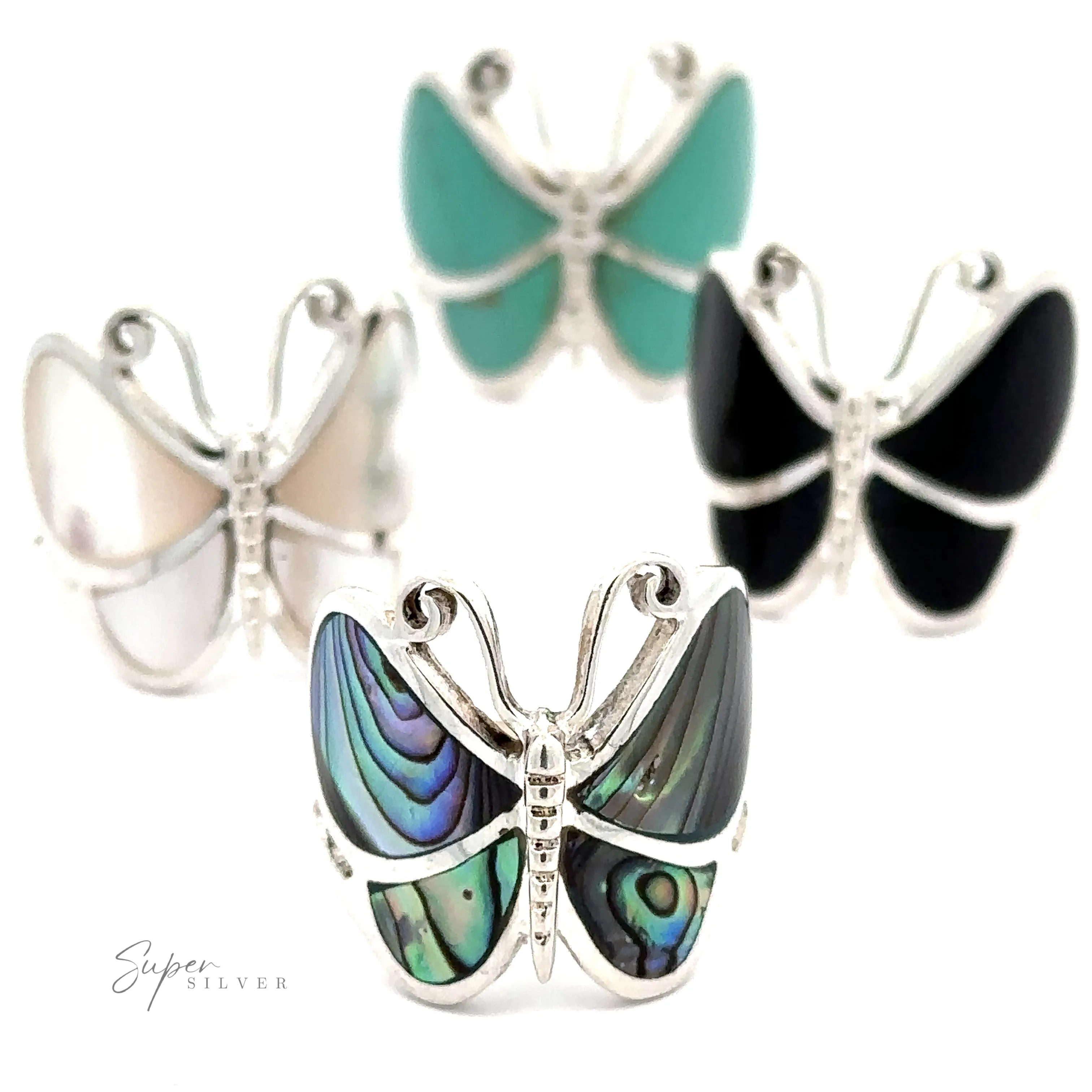 Bold Butterfly Ring with Inlaid Stones