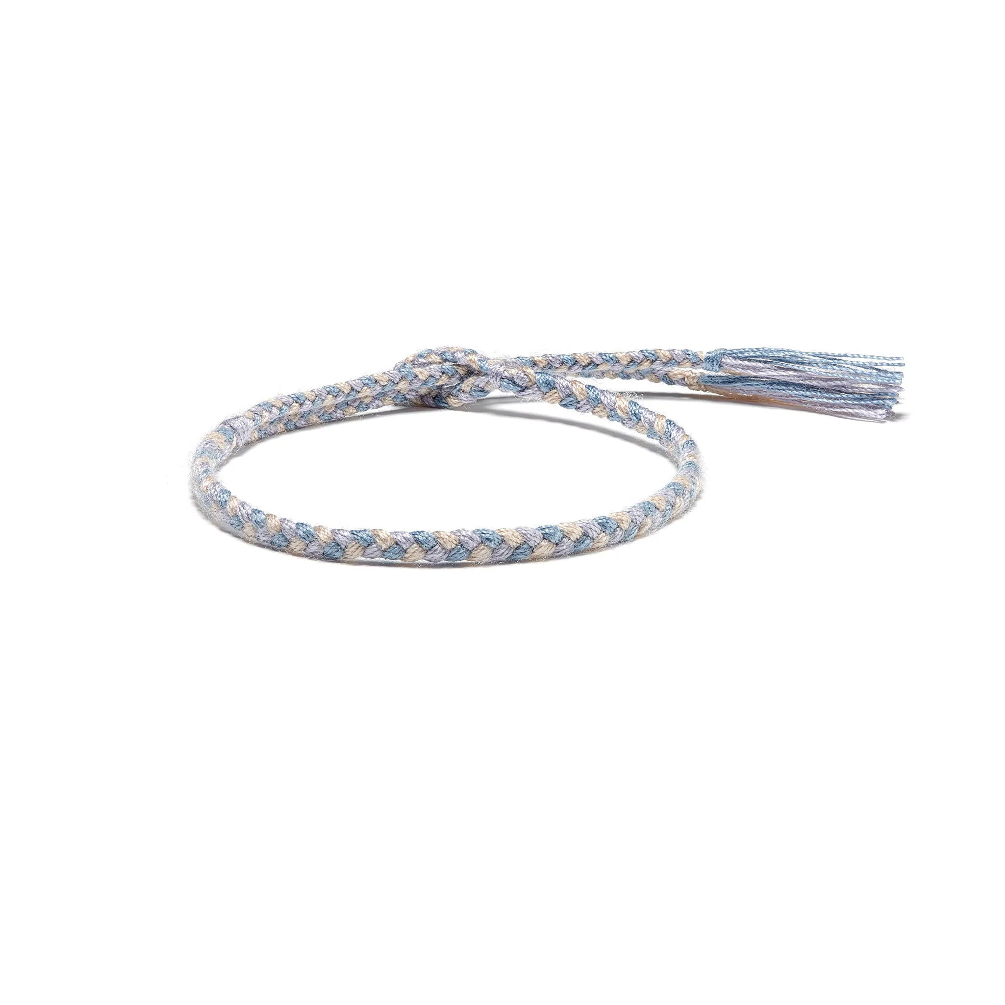 Braided Organic Cotton Bracelet - Light Blue/Beige/Pastel Lilac