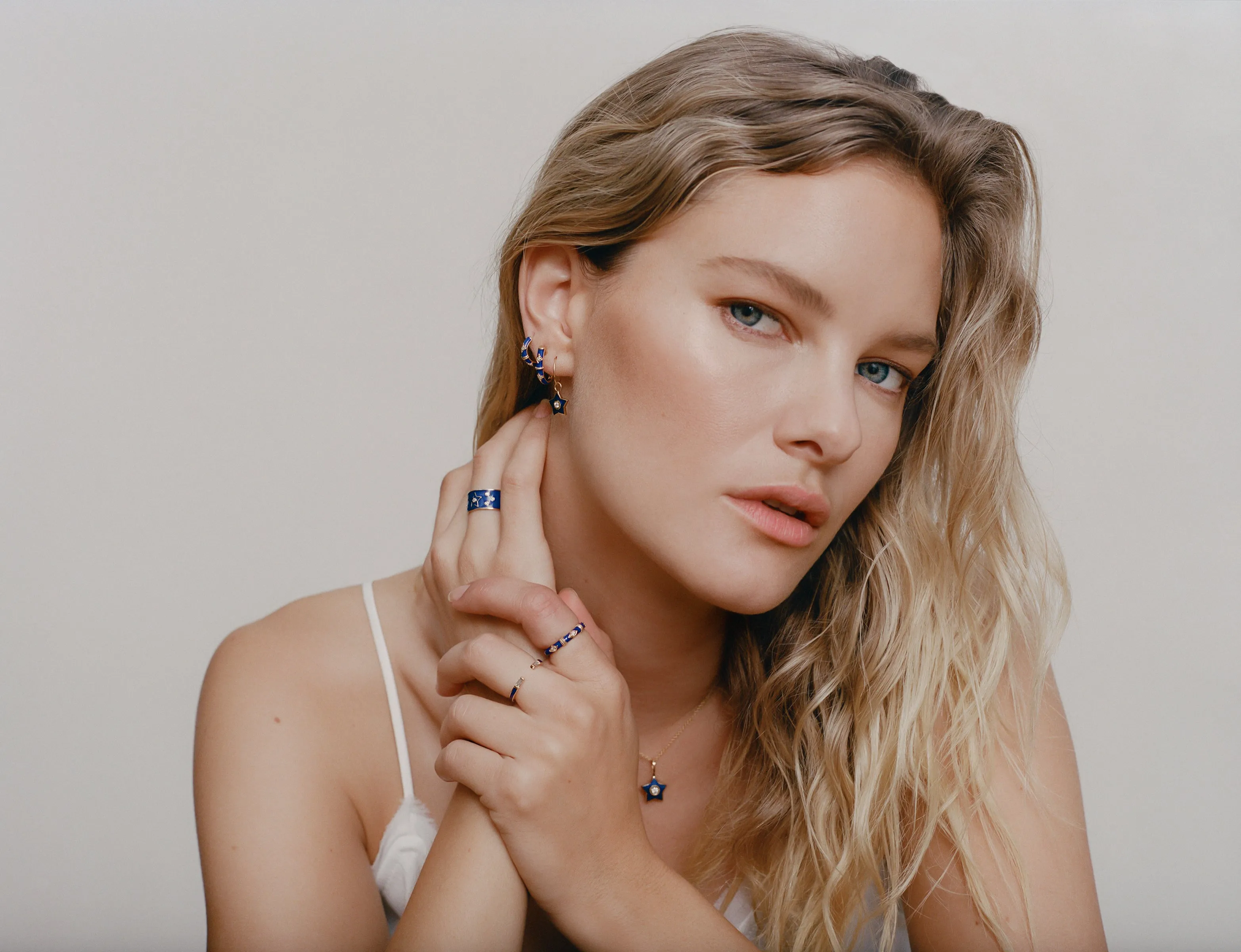 Celestial Halo Enamel & Diamond 14k Gold Ring
