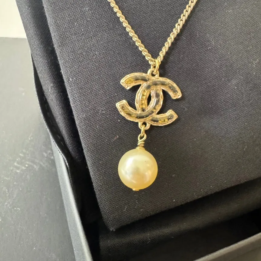 Chanel Gold-Tone Pearl Pendant Necklace