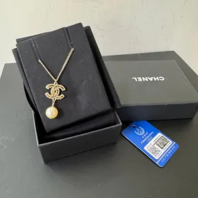 Chanel Gold-Tone Pearl Pendant Necklace