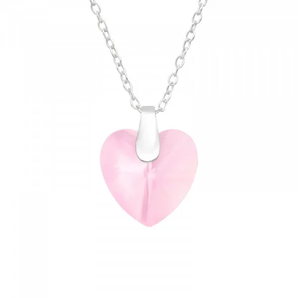 Childrens Sterling Silver Pink Heart Necklace