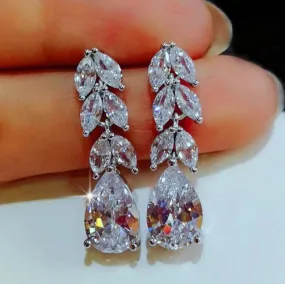 Cute Flower Crystal Temperament Geometric Shiny Zircon Earrings
