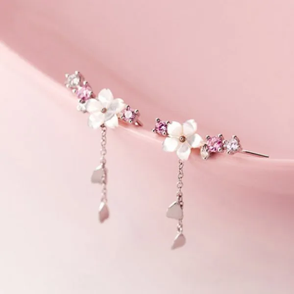 Cute Flower Crystal Temperament Geometric Shiny Zircon Earrings