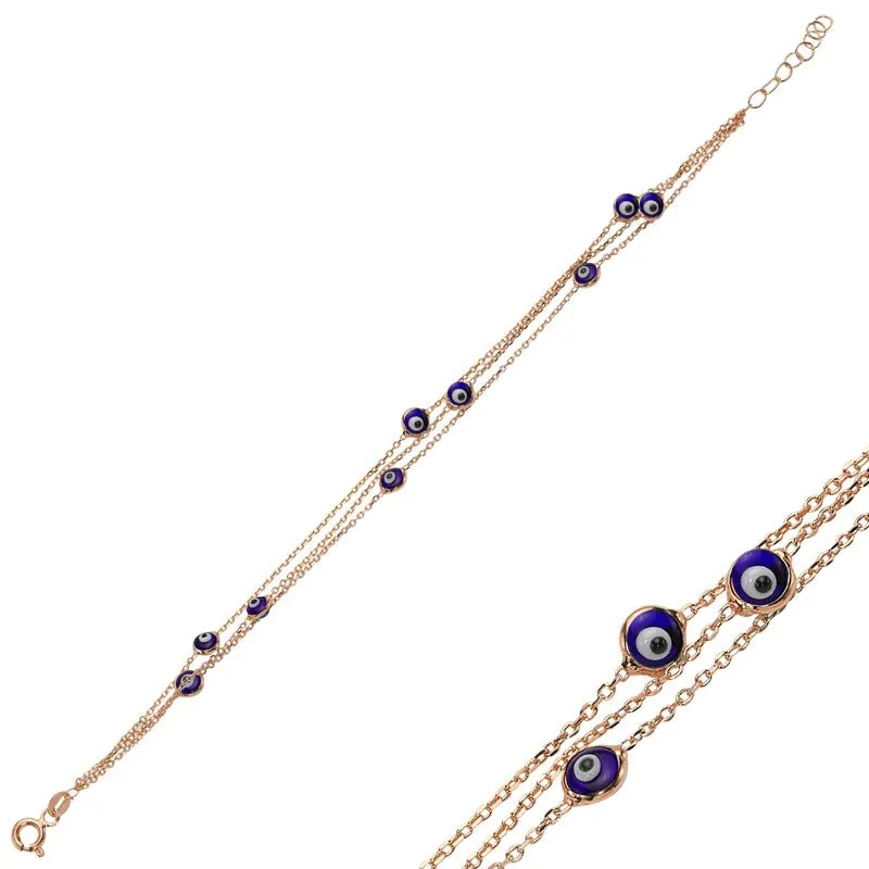 Dark Blue Evil Eye Bracelet in rose gold