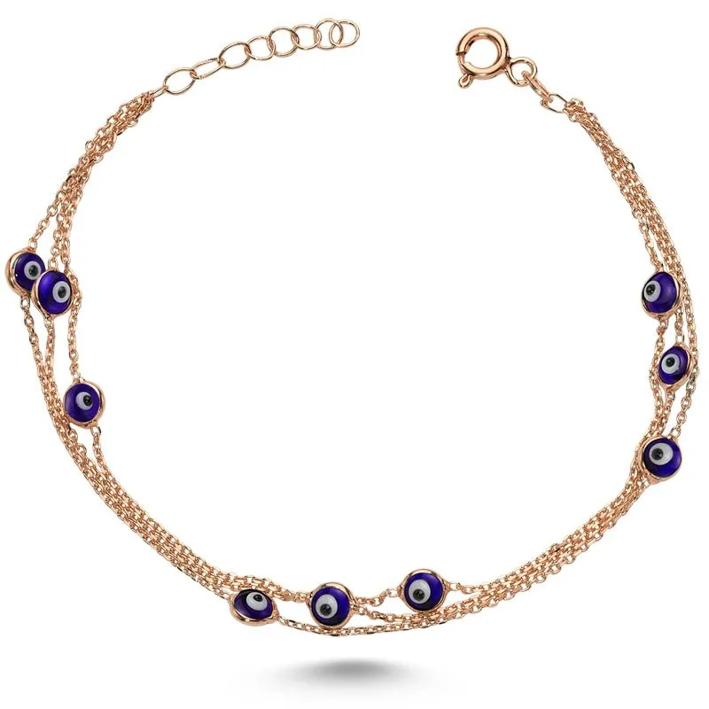 Dark Blue Evil Eye Bracelet in rose gold