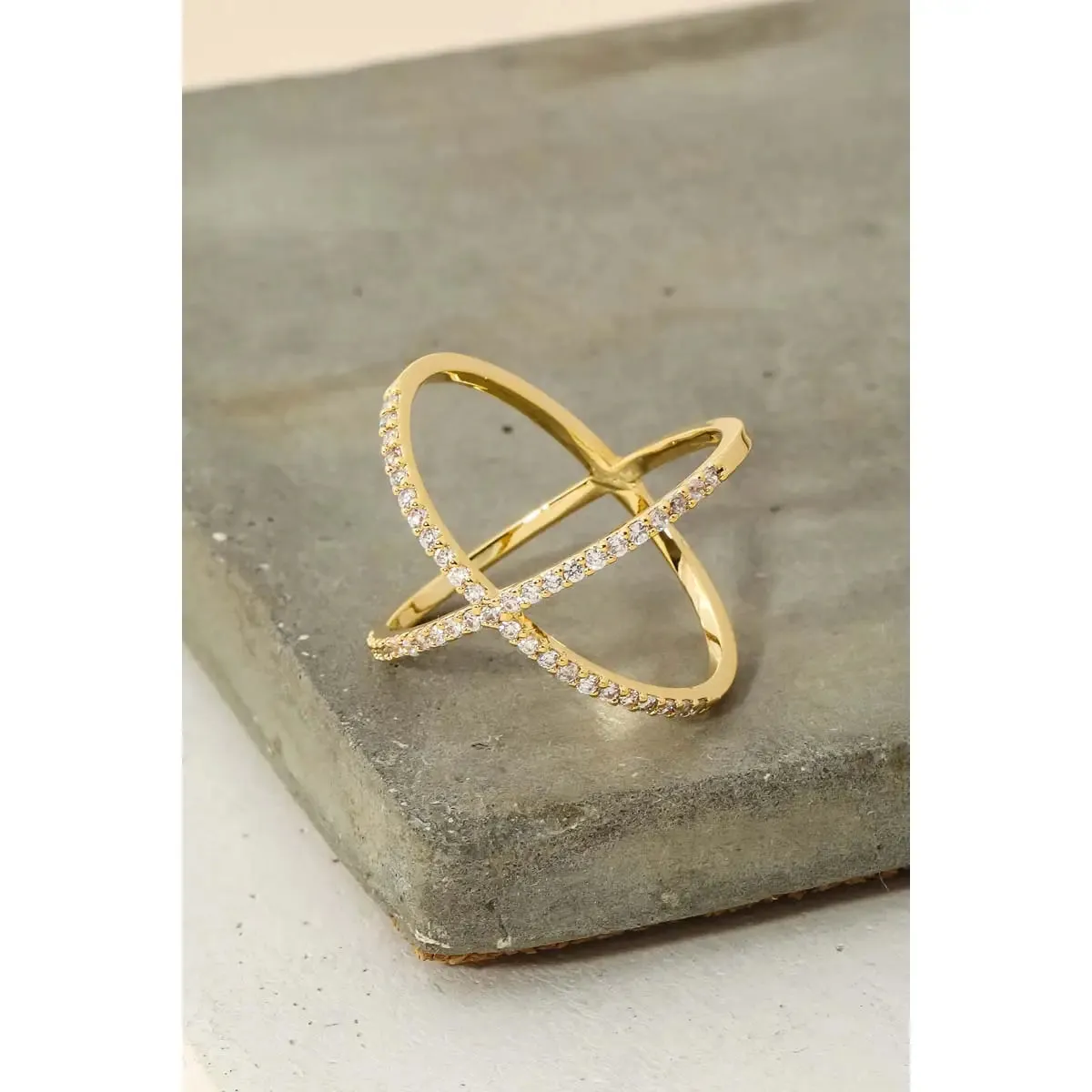 Delicate X Rhinestone Ring