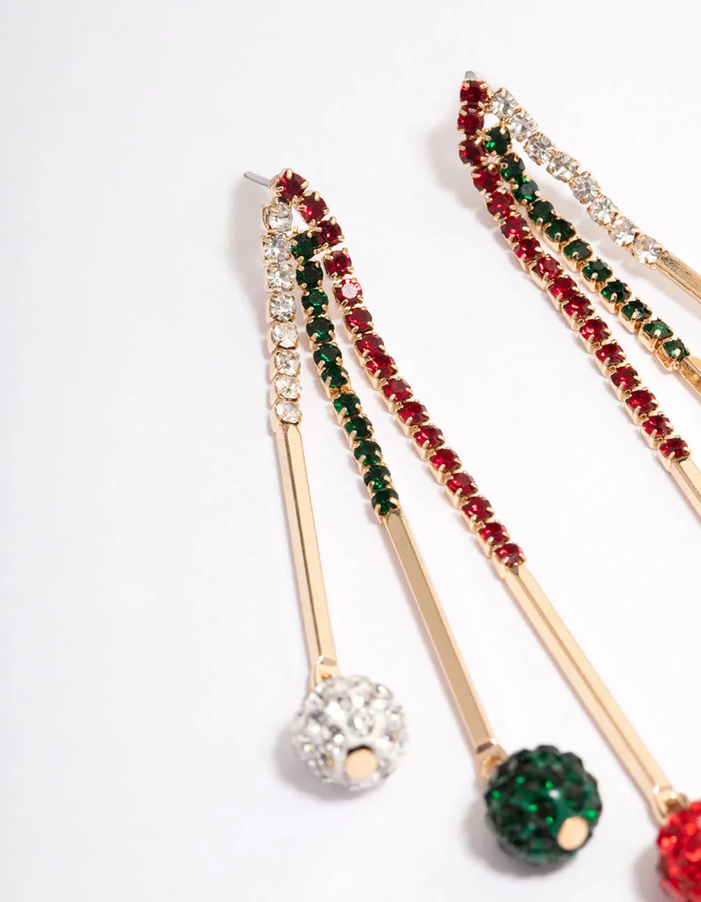 Diamante Cup Chain Fireball Drop Earrings