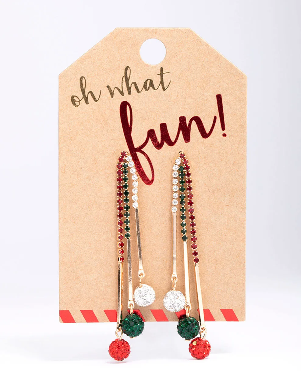 Diamante Cup Chain Fireball Drop Earrings