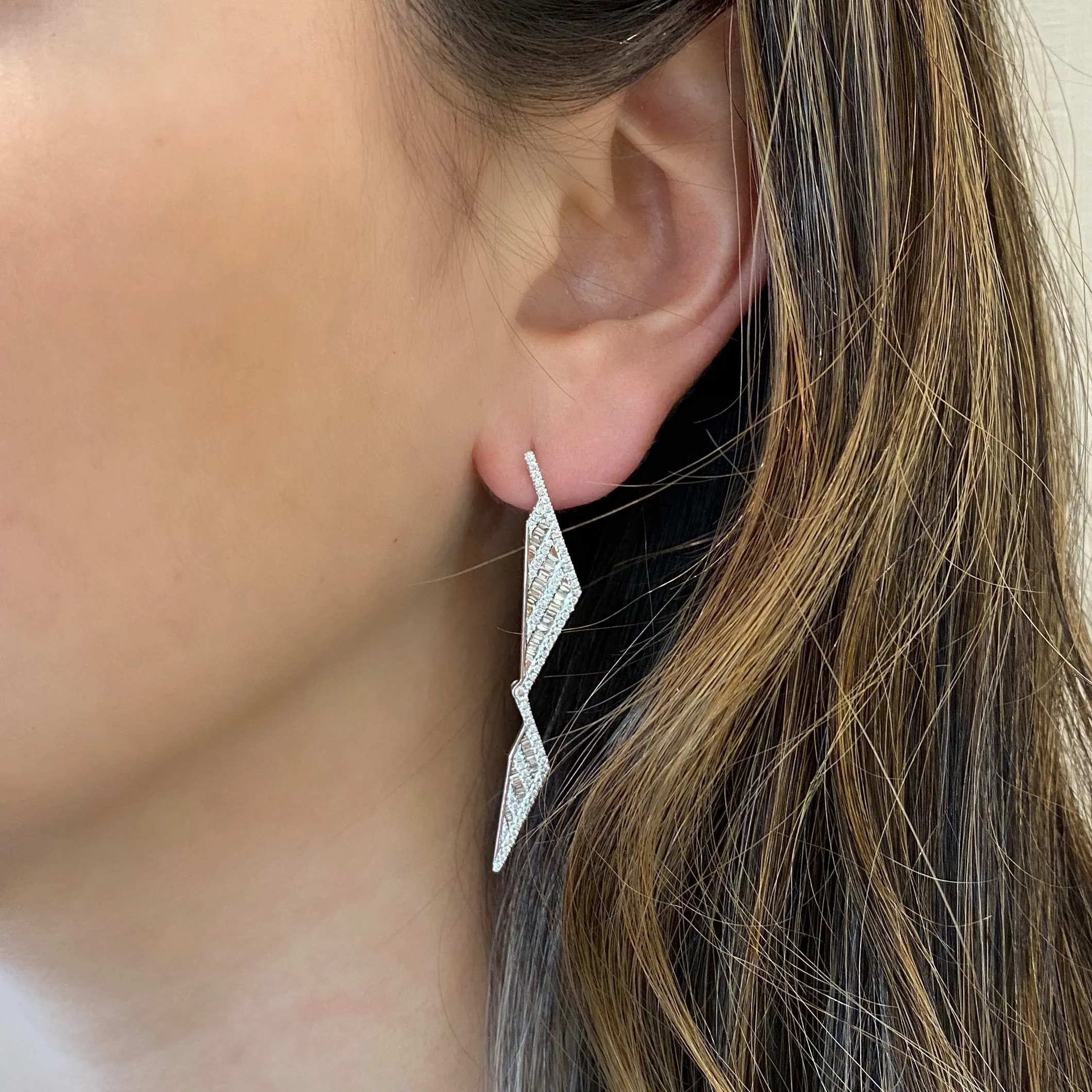 Diamond Triangle Drop Earrings
