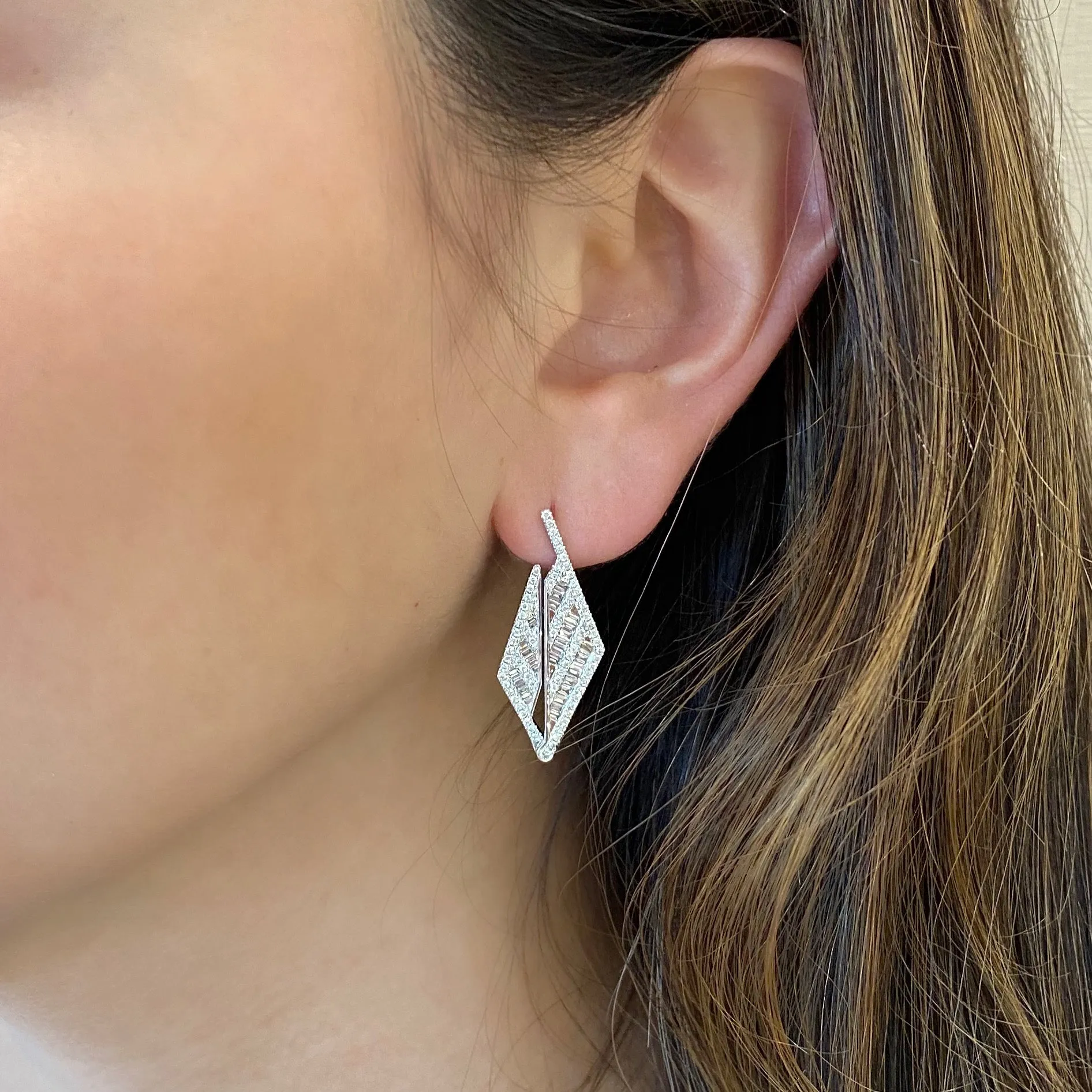 Diamond Triangle Drop Earrings