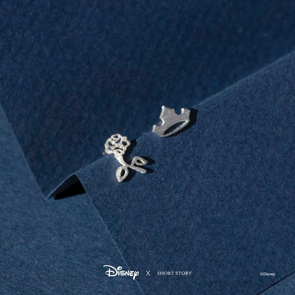 Disney Earrings Aurora Flower and Crown Silver