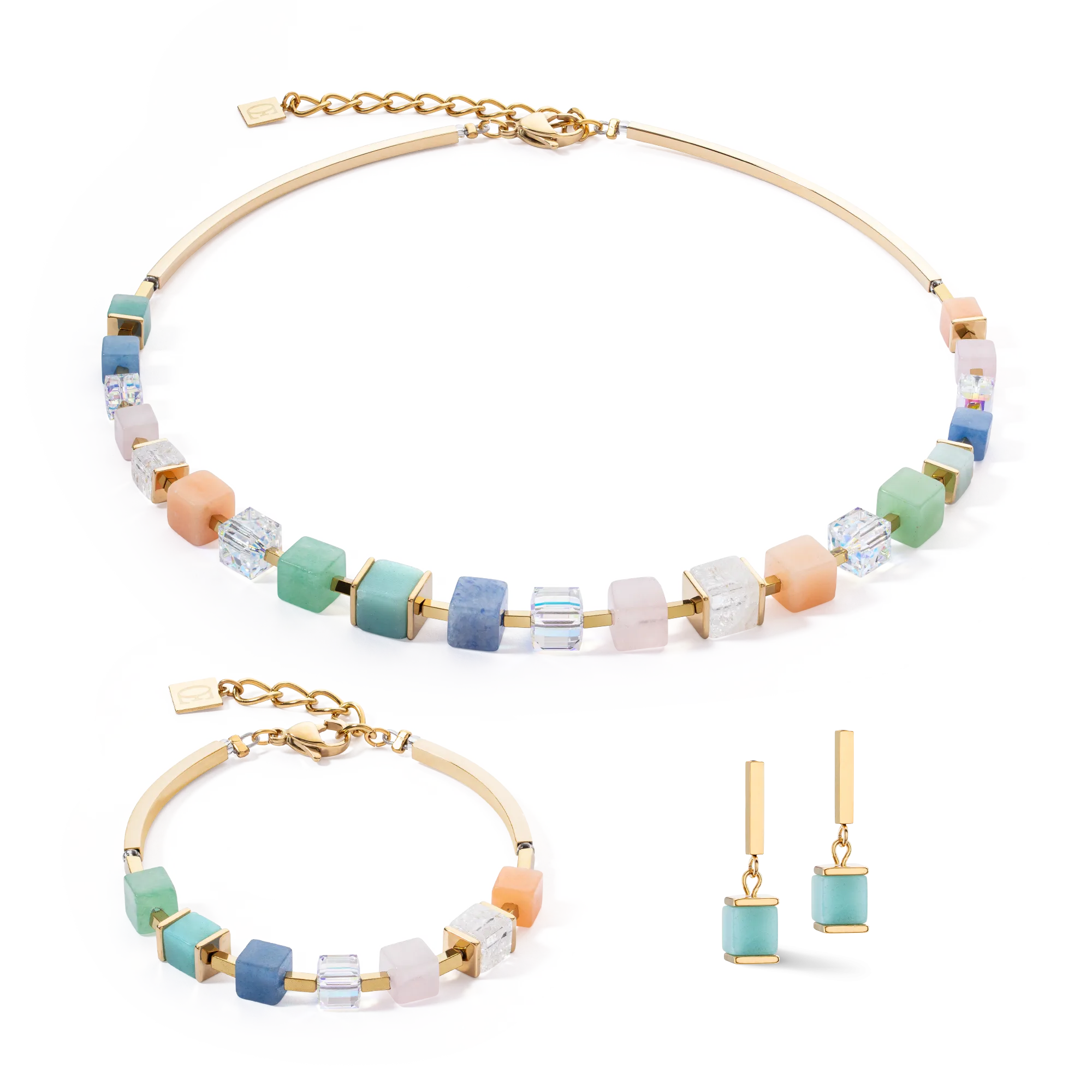 Earrings Precious Statement Cubes multicolour-gentle