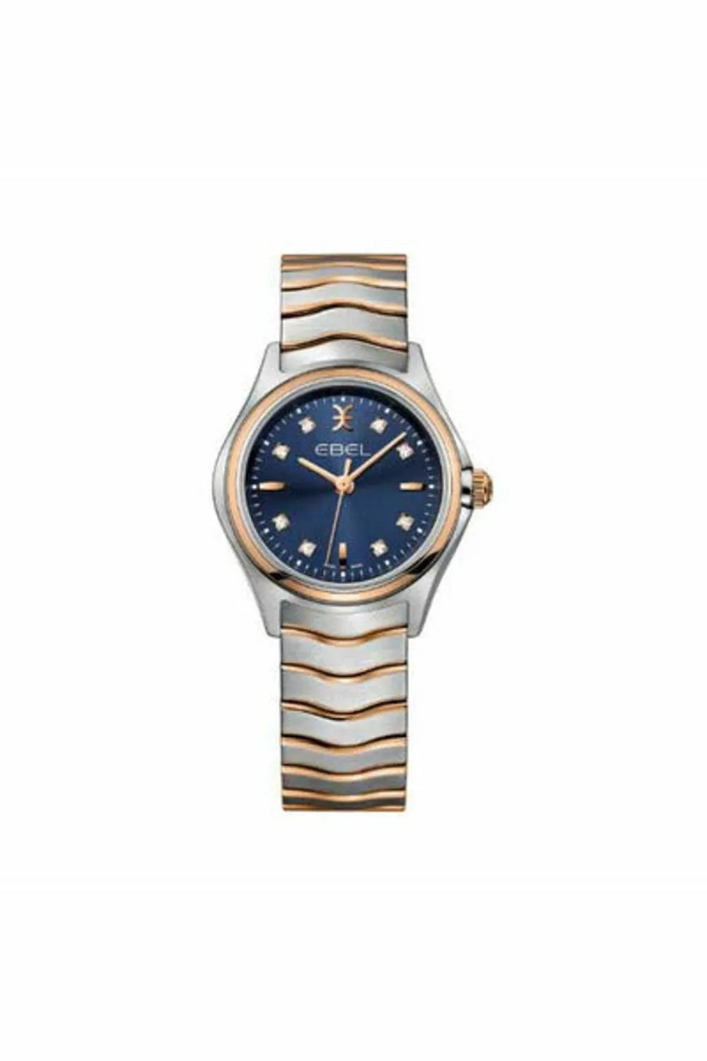 ebel wave 30mm stainless steel / 18k rose gold ladies watch