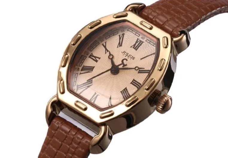 Elegant Black Leather Women's Watch with Japanese Precision by JULIUS