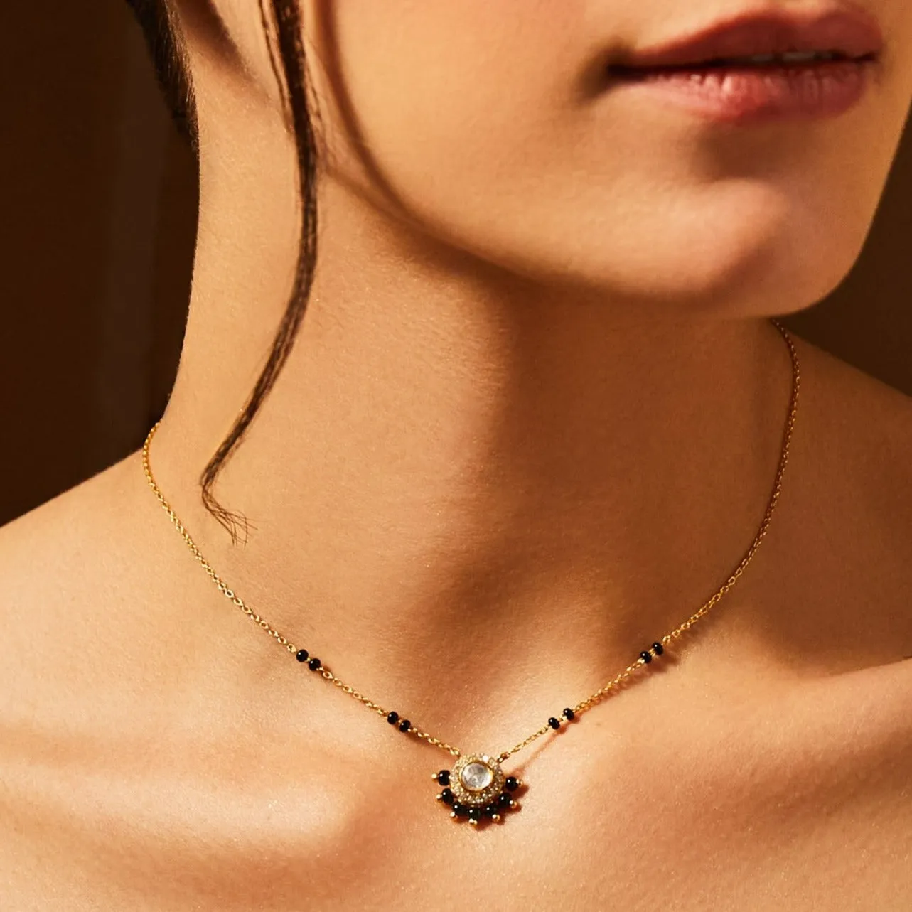 Elegant CZ Moissanite Silver Mangalsutra Necklace