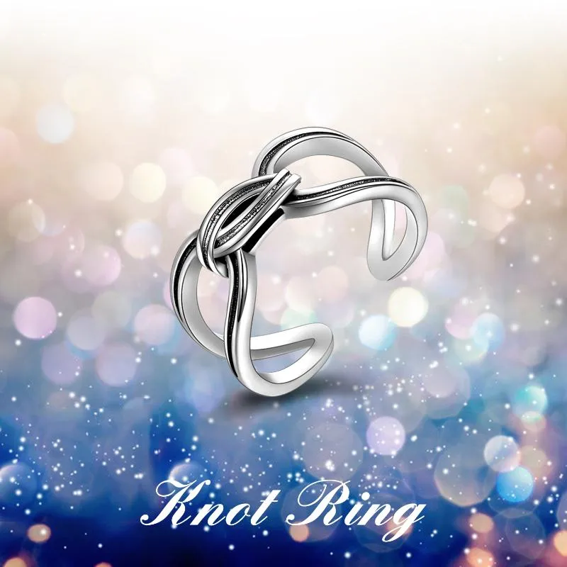 Elegant looking Sterling Silver Spliced Oxidized Opening Ring For Woman