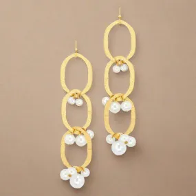 Elegant Pearl Chain Link Dangle Earrings