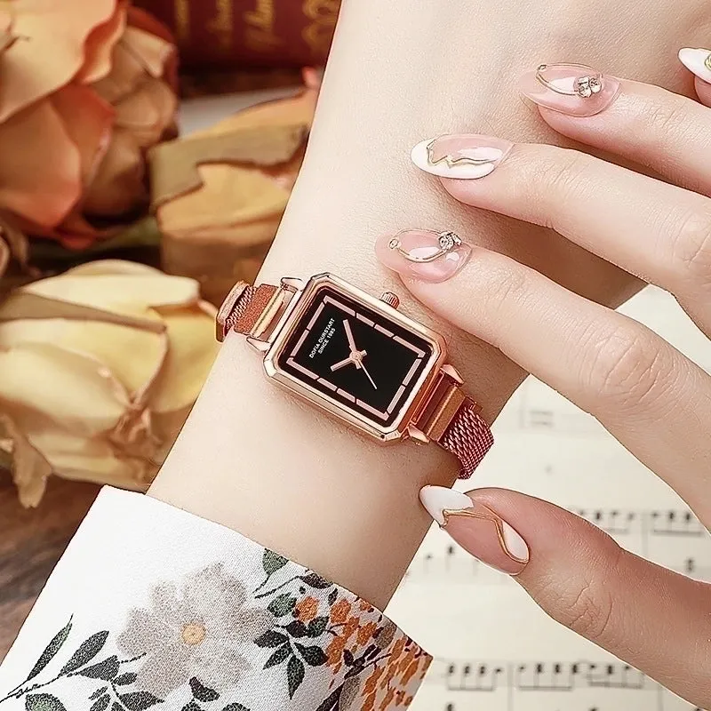 Elegant Rectangle Magnet Buckle Quartz Women's Watches