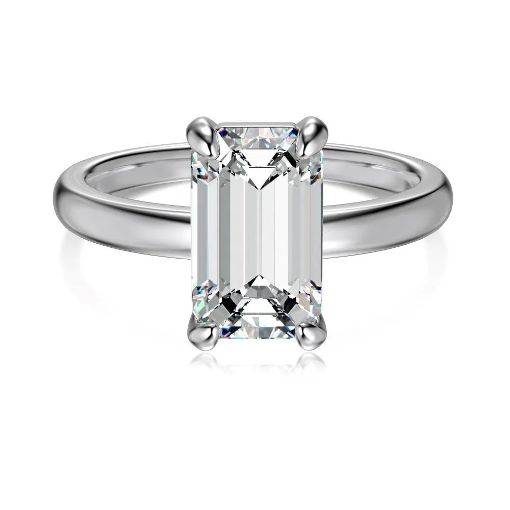 Emerald cut glossy ring