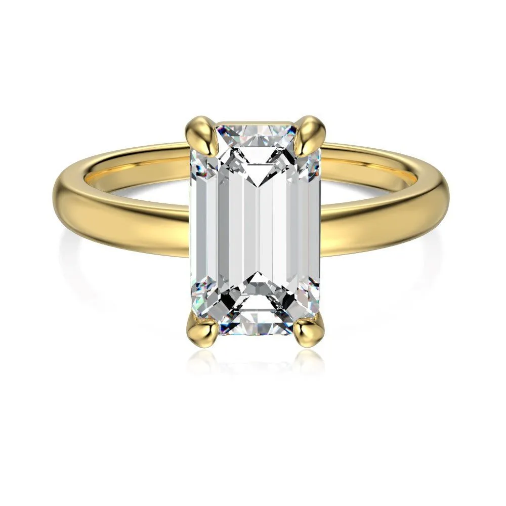 Emerald cut glossy ring