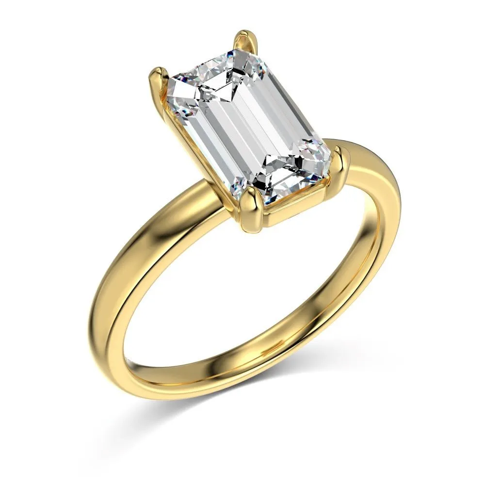 Emerald cut glossy ring