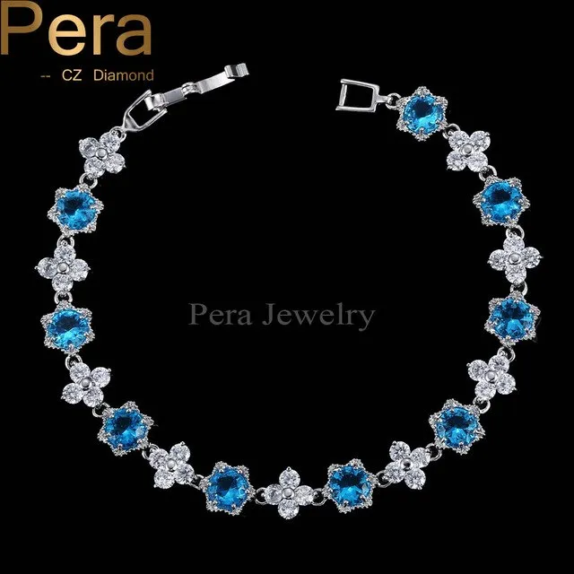 Fashion Female Jewelry Star Shape Light Blue Austrian Crystal Stone Sterling Silver Bracelets For Women Christmas Gift