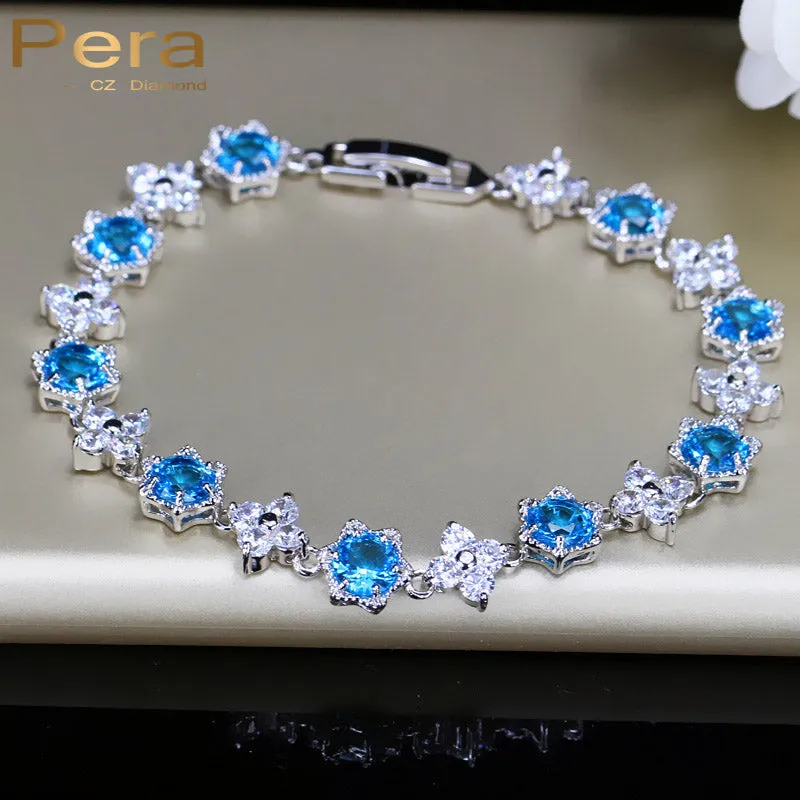 Fashion Female Jewelry Star Shape Light Blue Austrian Crystal Stone Sterling Silver Bracelets For Women Christmas Gift